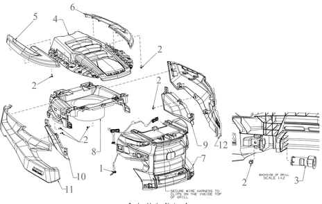 Hood Diagram and Parts List for XT1-LT42B (13ALA9TSA10)(2023) Cub Cadet Lawn Tractor